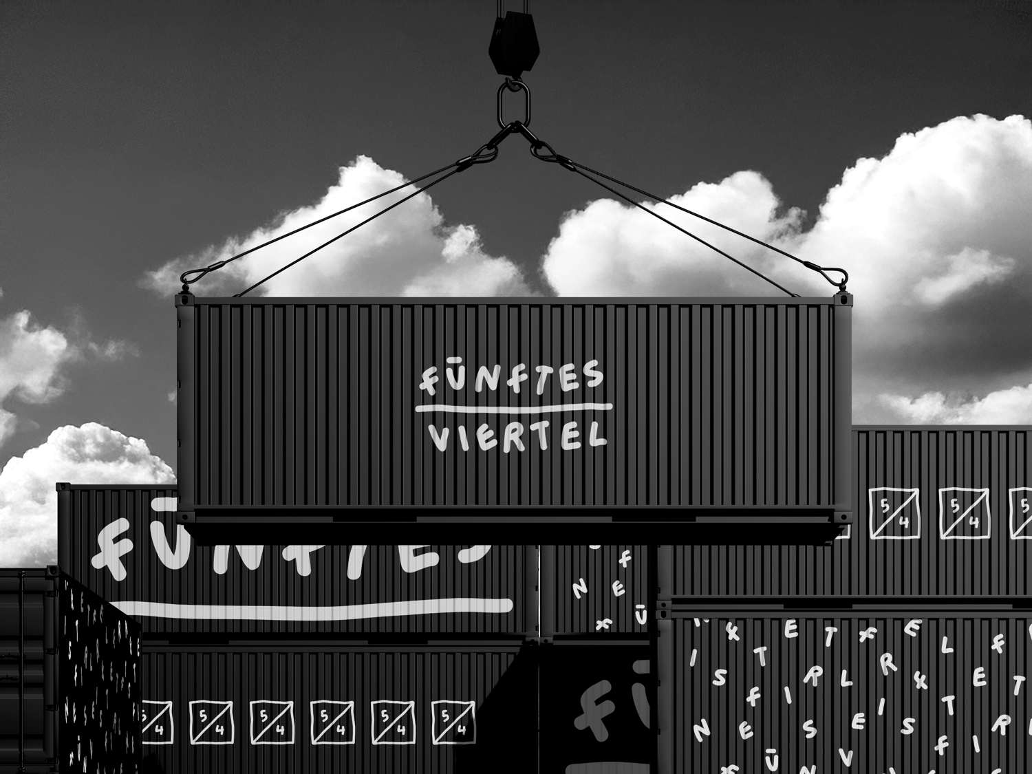 Container mit Fünftes-Viertel-Branding